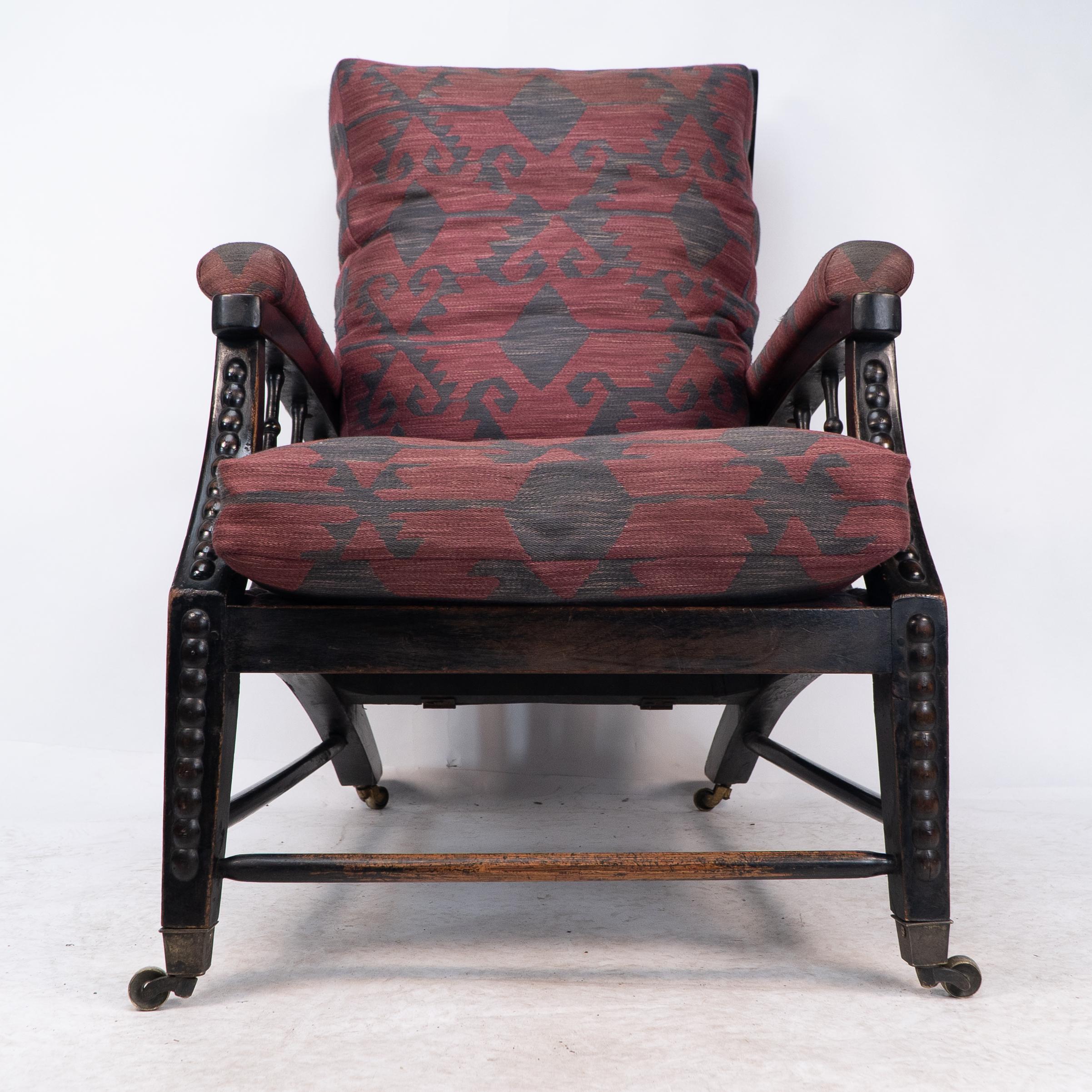Phillip Webb for Morris & Co. an English Aesthetic Movement Reclining Armchair For Sale 3