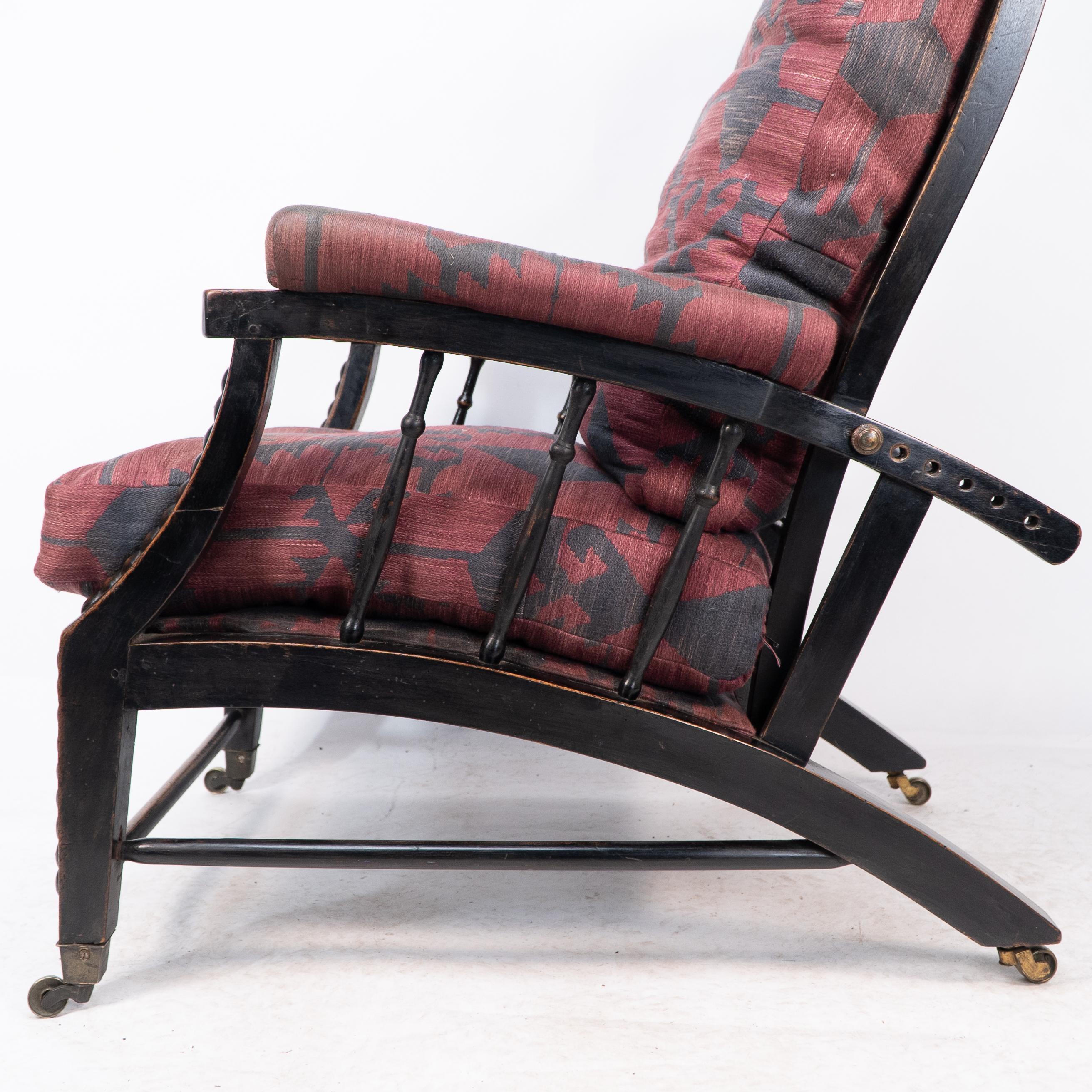 Phillip Webb for Morris & Co. an English Aesthetic Movement Reclining Armchair For Sale 7