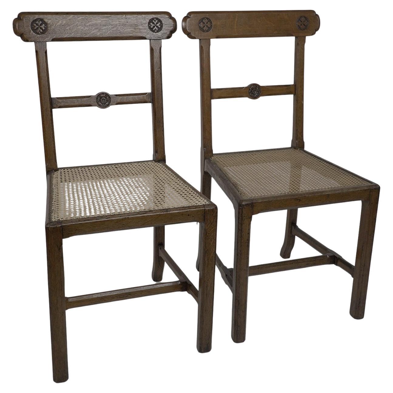 J.G.Crace attributed. In the style of AWN Pugin. A pair of Gothic Revival chairs