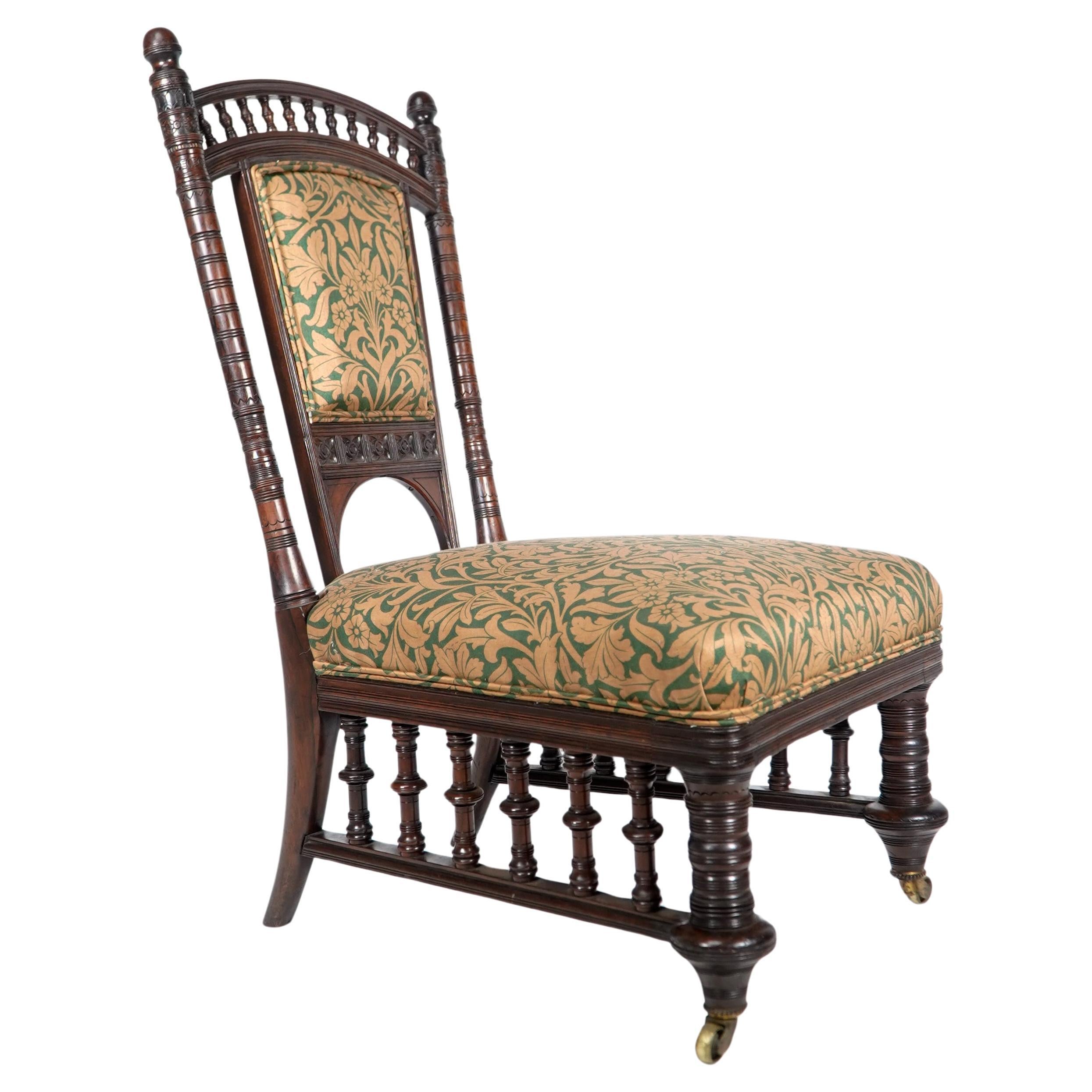 A rare Rosewood side chair with finely carved and turned details For Sale