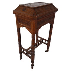 Bruce Talbert An Aesthetic Movement Gothic Revival oak needlework table and box