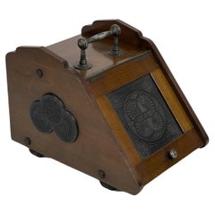 Used Thomas Jeckyll for Barnard Bishop and Barnard. A rare Aesthetic Walnut coal box