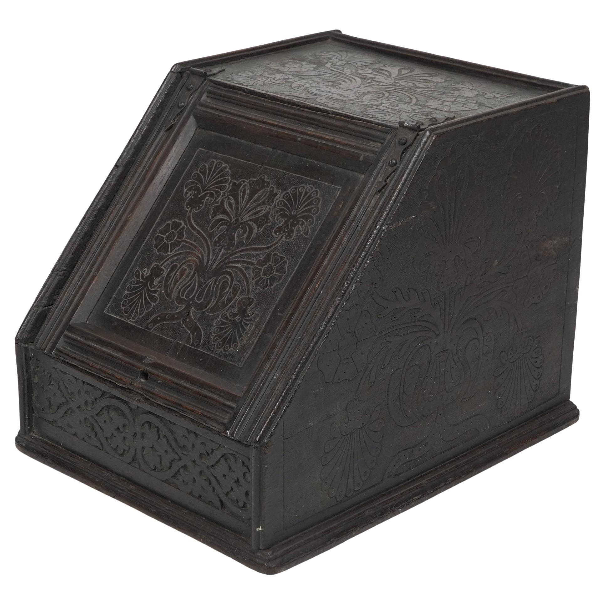 Danier Cottier (style of). An Aesthetic Movement dark oak coal box For Sale