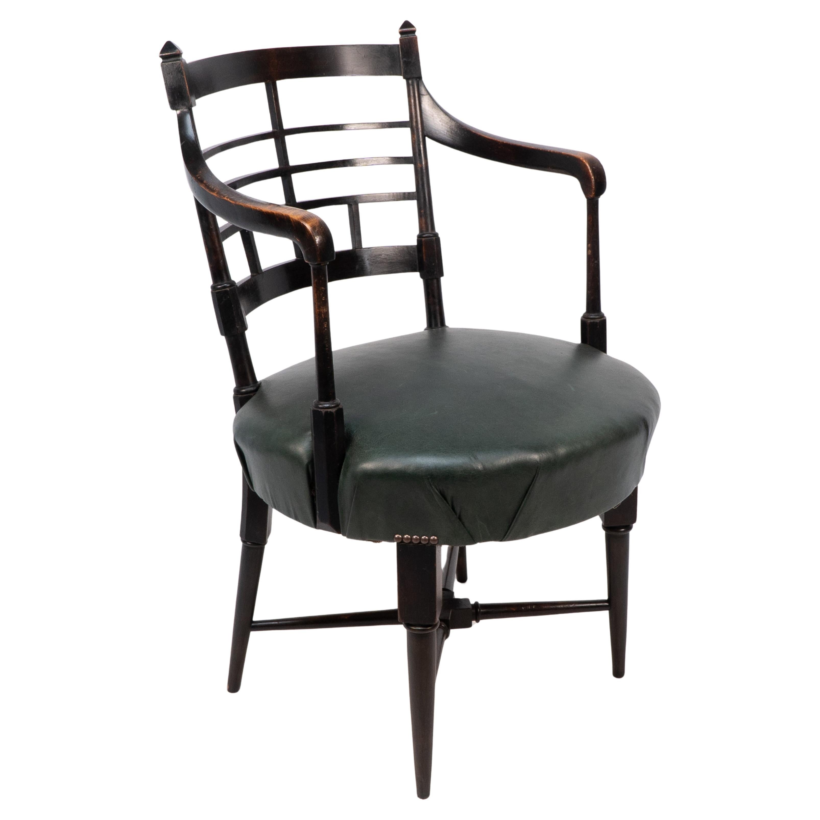 E W Godwin for William Watt. An Anglo-Japanese Old English or Jacobean armchair For Sale