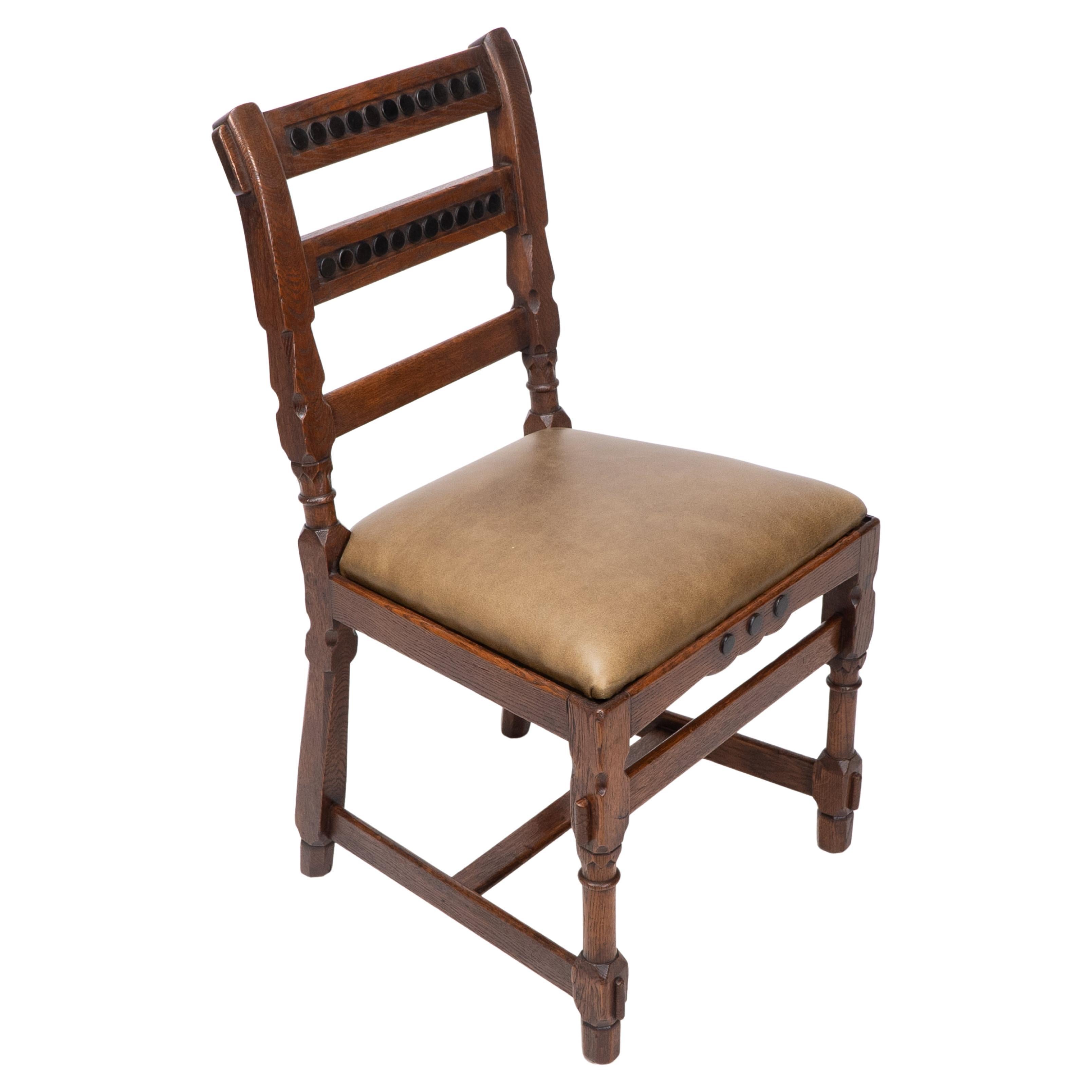 J P Seddon attri. An Aesthetic Movement oak side chair with ebonized circles For Sale