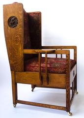 GM Ellwood Attributed Arts and Crafts Armchair with Morris and Co Bird Fabric