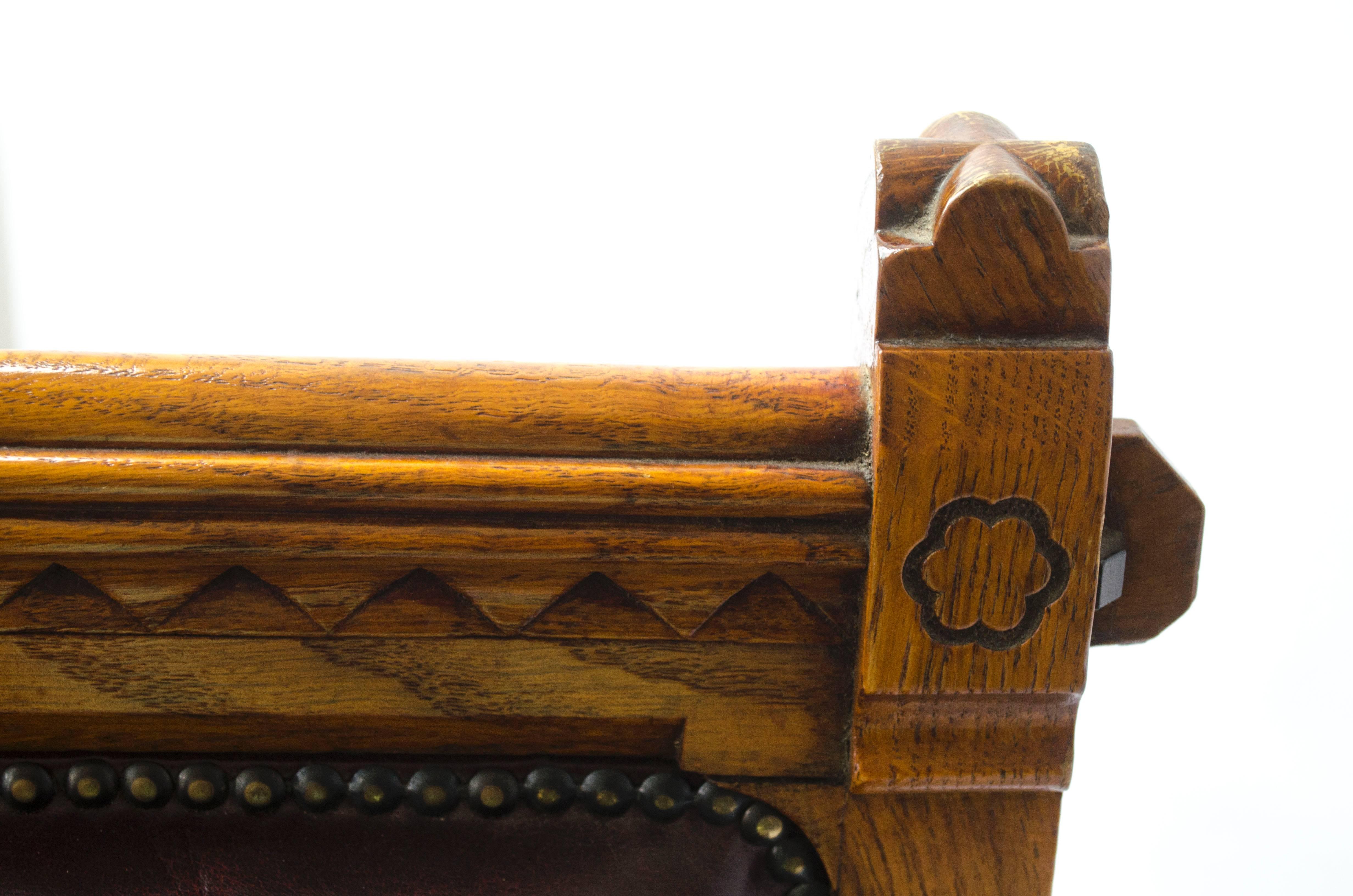 English Gothic Revival Oak Armchair Designed by John Pollard Seddon For Seddon and Co. For Sale