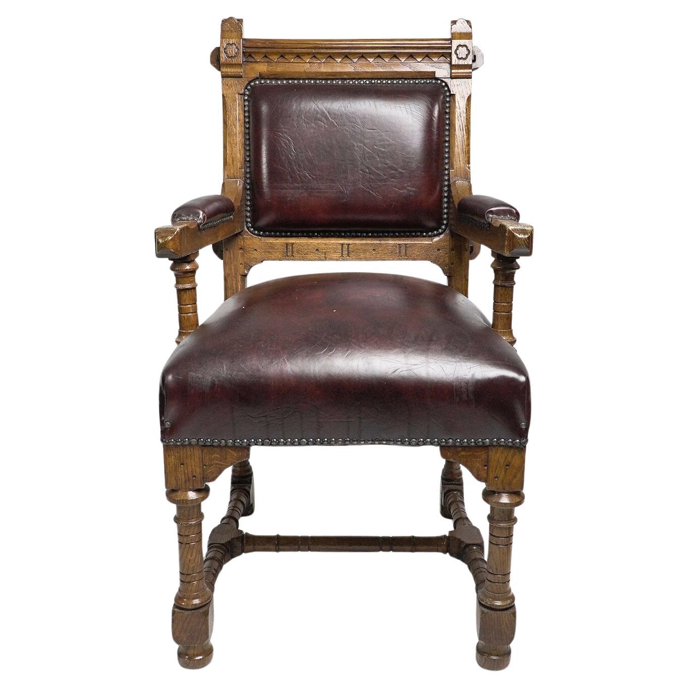 Gothic Revival Oak Armchair Designed by John Pollard Seddon For Seddon and Co.