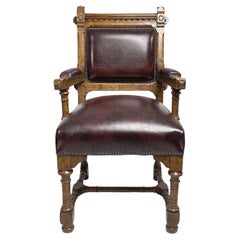 Gothic Revival Oak Armchair Designed by John Pollard Seddon For Seddon and Co.