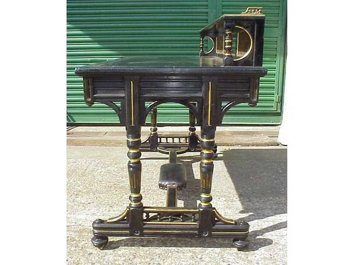 Bruce Talbert Attri, Gillows Lancaster, Aesthetic Movement Ebonised & Gilt Desk In Good Condition In London, GB