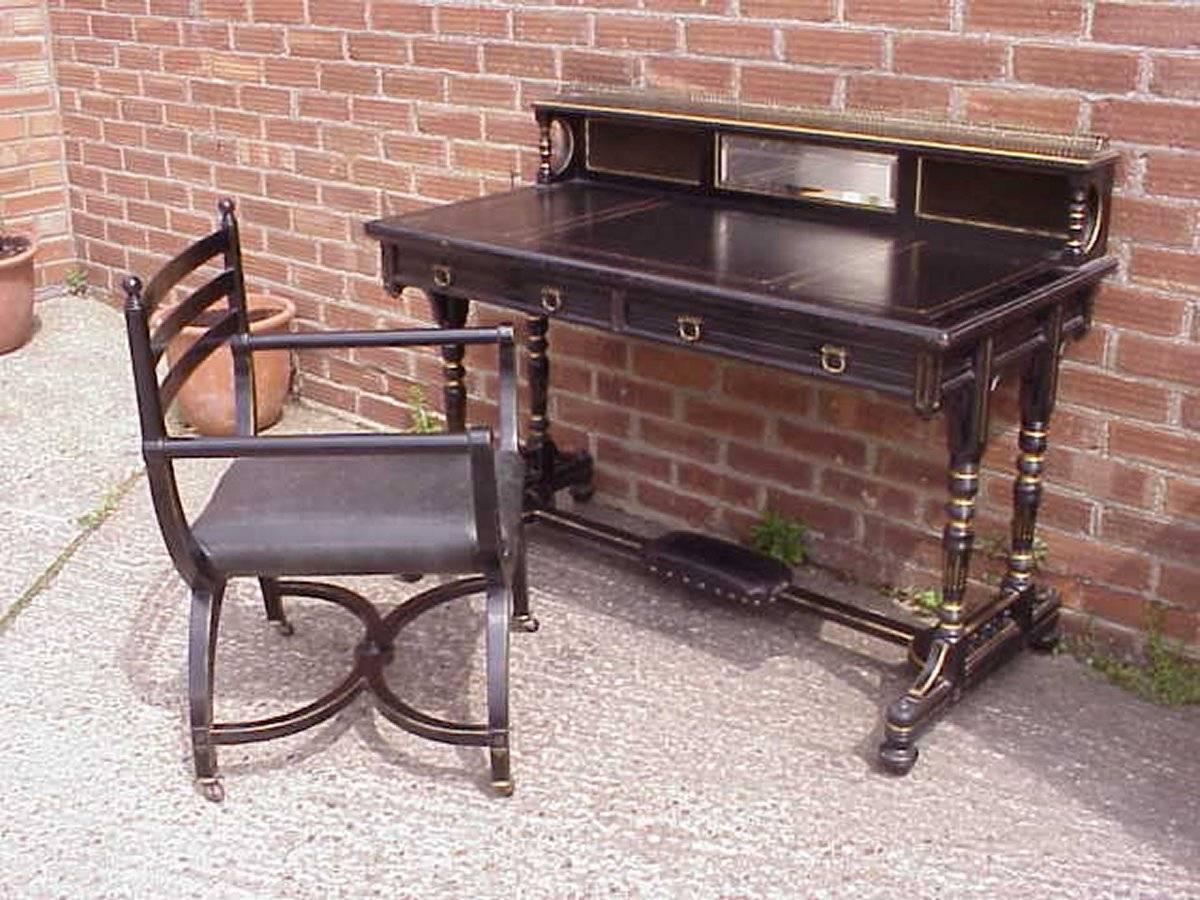 English Bruce Talbert Attri, Gillows Lancaster, Aesthetic Movement Ebonised & Gilt Desk