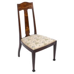 Jas Shoolbred. Arts & Crafts Mahogany Rosewood Chair With stylized Floral Inlay