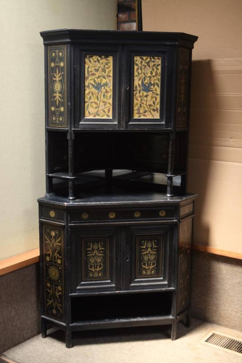 Marble Daniel Cottier A Rare and Early Anglo-Japanese Ebonized Tall Chest of Drawers For Sale