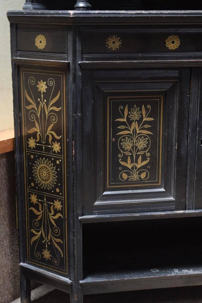 Daniel Cottier A Rare and Early Anglo-Japanese Ebonized Tall Chest of Drawers For Sale 1