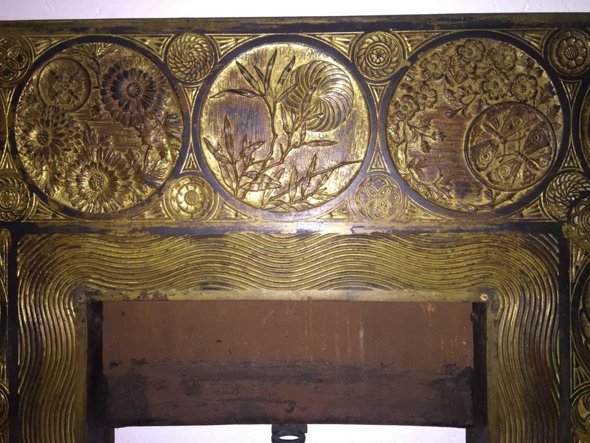 A Rare & Important Anglo-Japanese Cast Brass Fireplace Insert by Thomas Jeckyll In Good Condition In London, GB