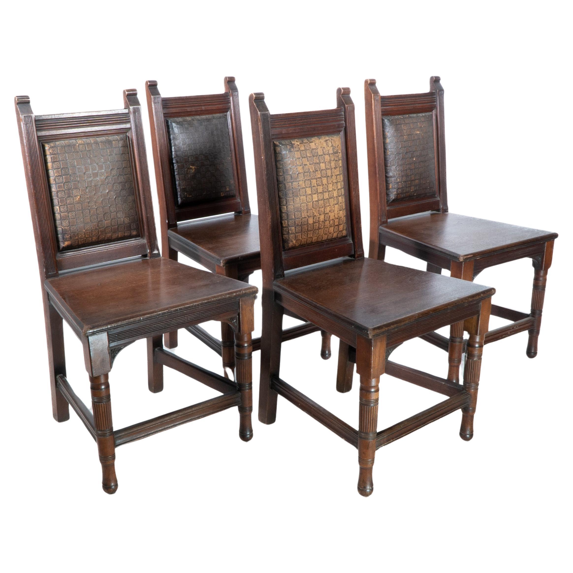 Set of Four Aesthetic Hall Chairs in the Manner of E W Godwin For Sale