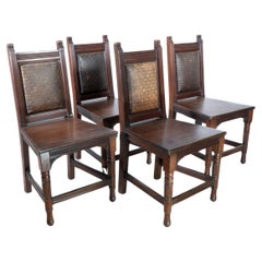 Antique Set of Four Aesthetic Hall Chairs in the Manner of E W Godwin