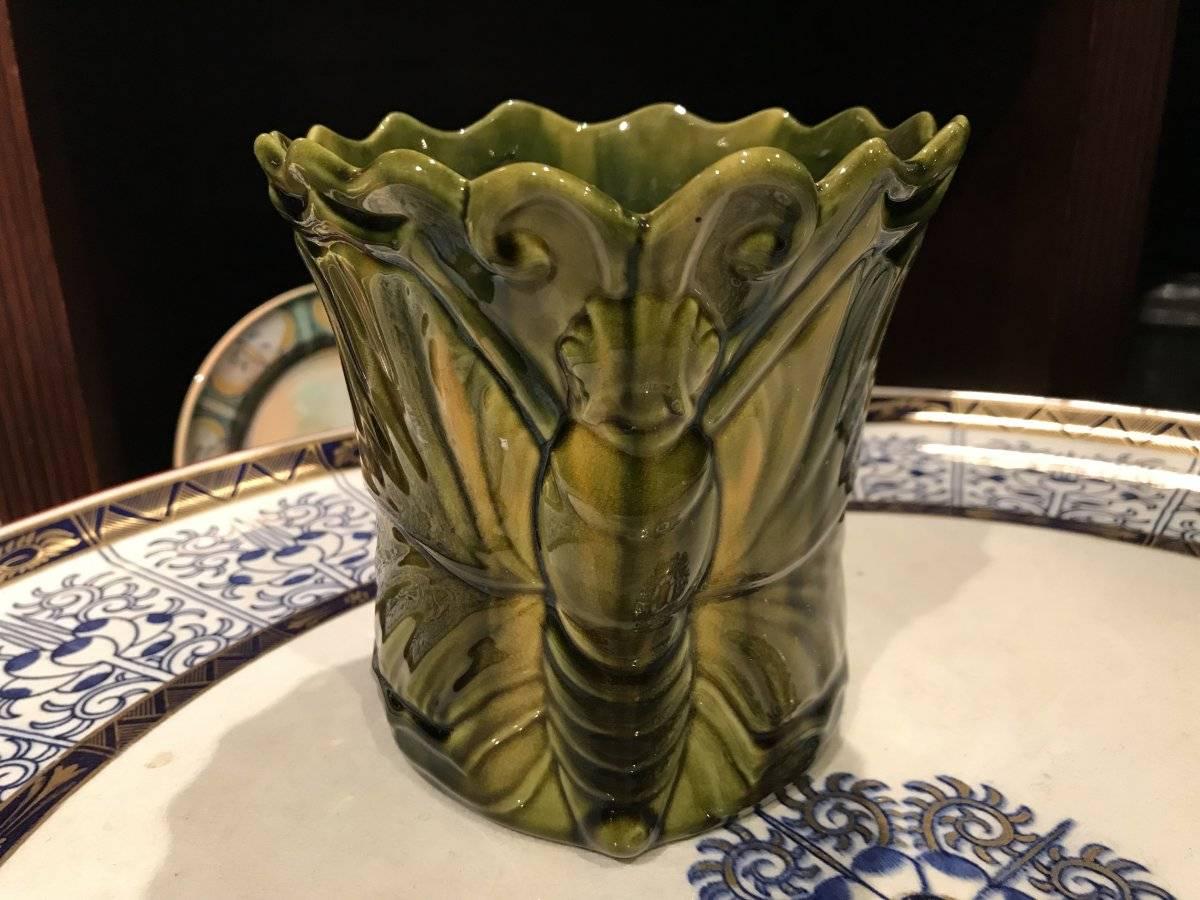 20th Century Butterfly Moulded Cache Pot by Dr. C Dresser