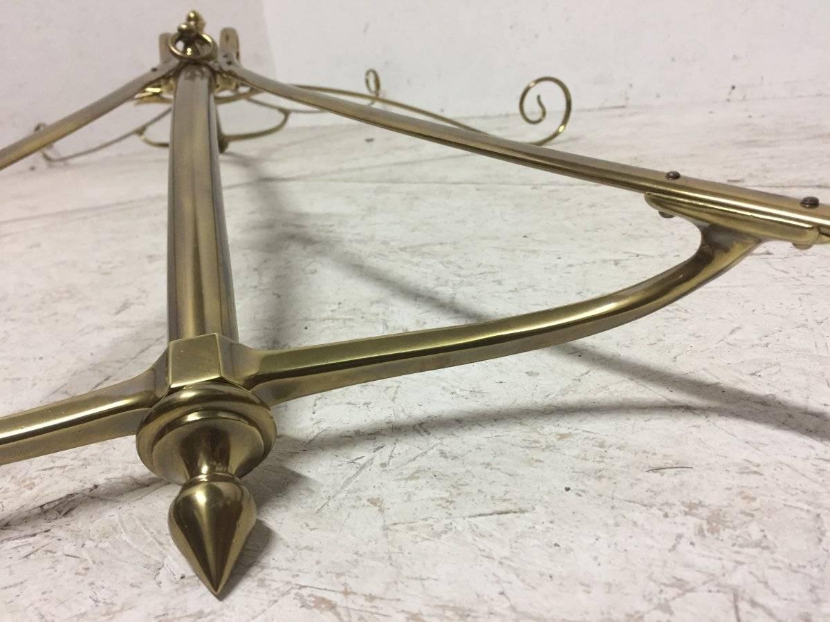 WAS Benson A Rare Arts & Crafts Brass Dining, Billiard or Snooker chandelier In Excellent Condition In London, GB