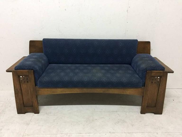 Two Architectural Oak Settees or sofas in the Style of Charles Rennie ...