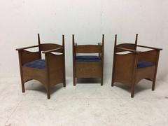 Set of Three Custom-Made Oak Chairs in the Style of Charles Rennie Mackintosh