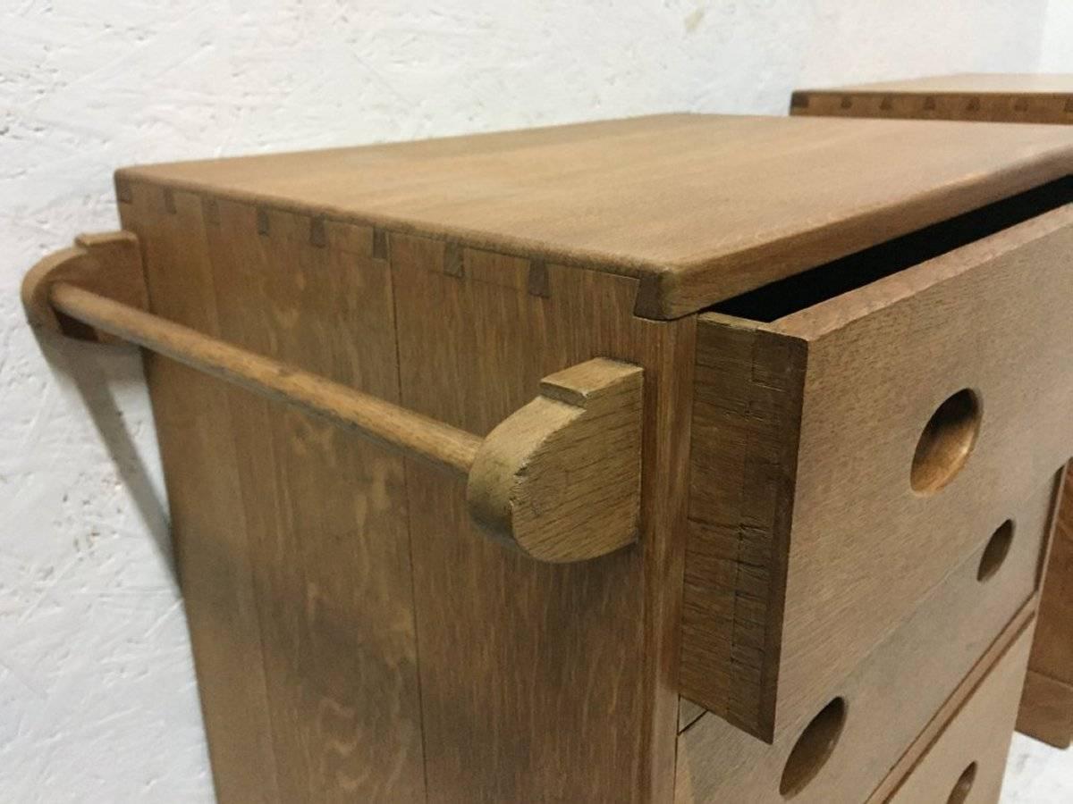Arts and Crafts Ambrose Heal. a Super Quality Pair of Petite Cotswold Oak Chests of Drawers