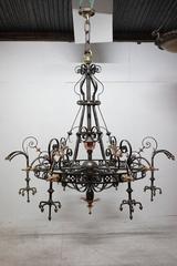 Enormous Arts & Crafts Brass & Iron Chandelier from St Georges Church in Glasgow