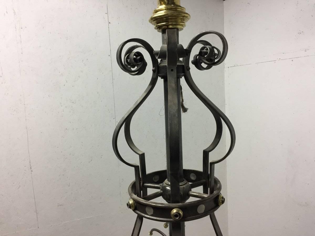 Scottish Enormous Arts & Crafts Brass & Iron Chandelier from St Georges Church in Glasgow