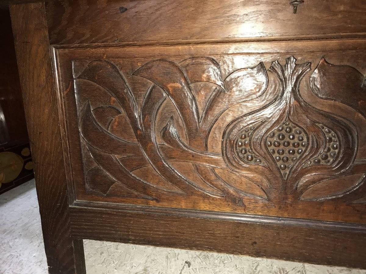 Arts and Crafts Rare Arts & Crafts Oak Linen Trunk Attributed to C R Ashbee