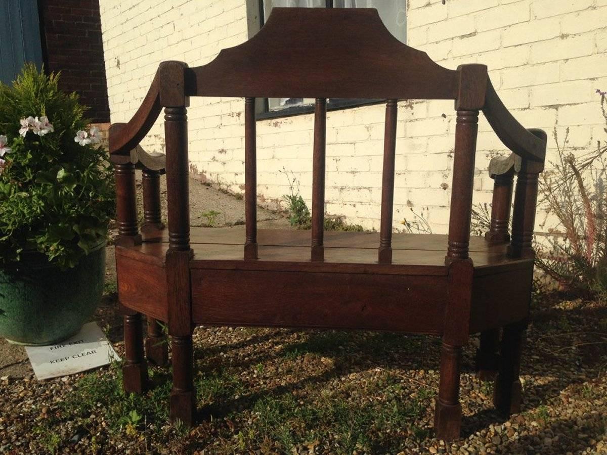 Arts & Crafts Inlaid Oak Settle Possibly Commissioned by Sir Samuel Morton For Sale 2