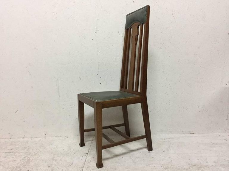 Rare Set of 12 Arts and Crafts Glasgow School Oak Dining Chairs For Sale at 1stdibs