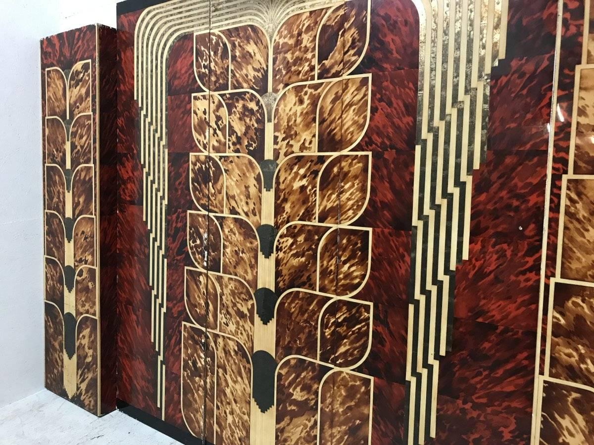 English Rare Commissioned Lacquered Screen or Panelling Originally from Biba