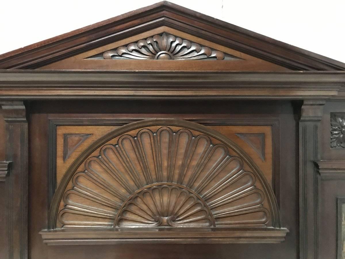 Great Britain (UK) Arts and Crafts Mahogany Overmantel in the Manner of George Jack For Sale