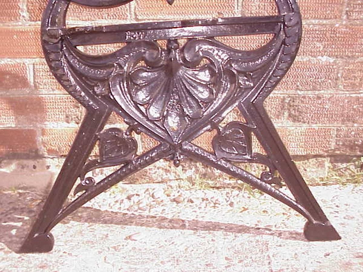 Lily Pad Pair of Aesthetic Movement Cast Iron Garden Benches by Coalbrookdale  For Sale 6