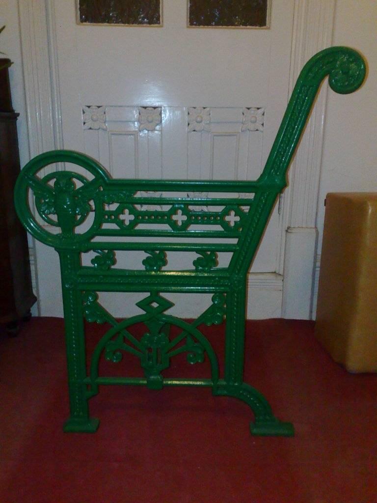 European A Cast Iron 'OWL' Garden Bench in the Style of Dr C Dresser by Falkirk Ironworks