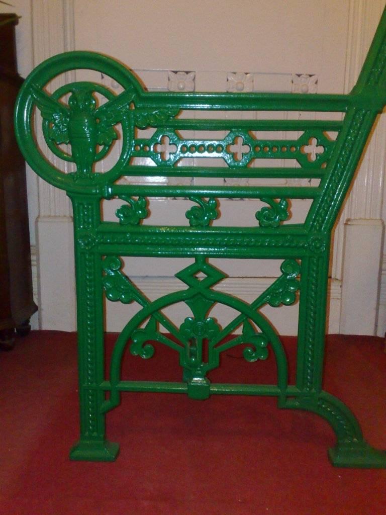 A Cast Iron 'OWL' Garden Bench in the Style of Dr C Dresser by Falkirk Ironworks In Good Condition In London, GB