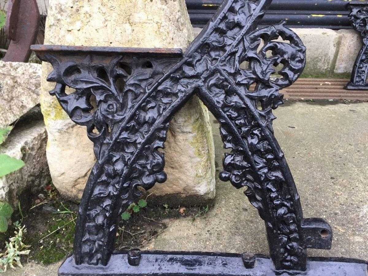 Great Britain (UK) A.W.N. Pugin, A pair of Early Gothic Revival Cast Iron Garden Bench Ends For Sale