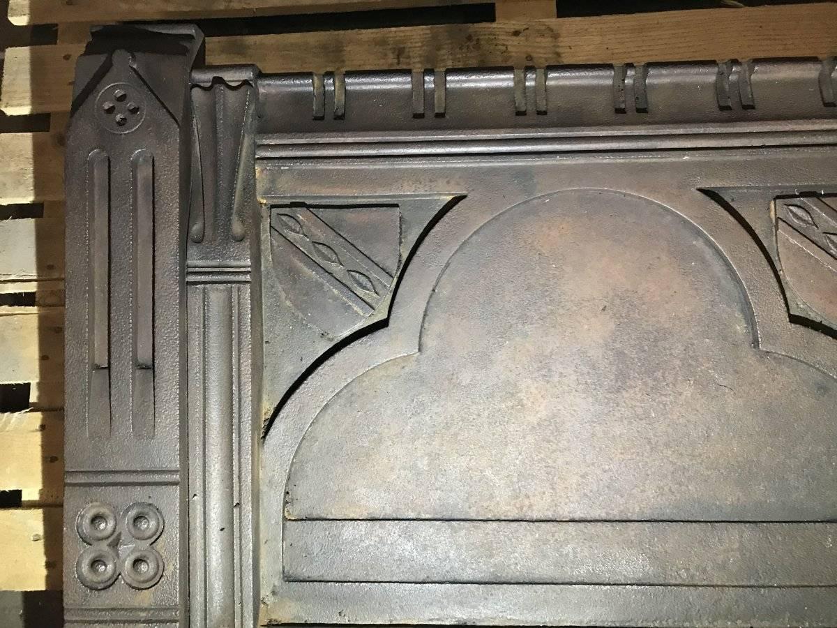 English William Burges by Francis Skidmore, A Rare Gothic Revival Cast Iron Fire Insert For Sale
