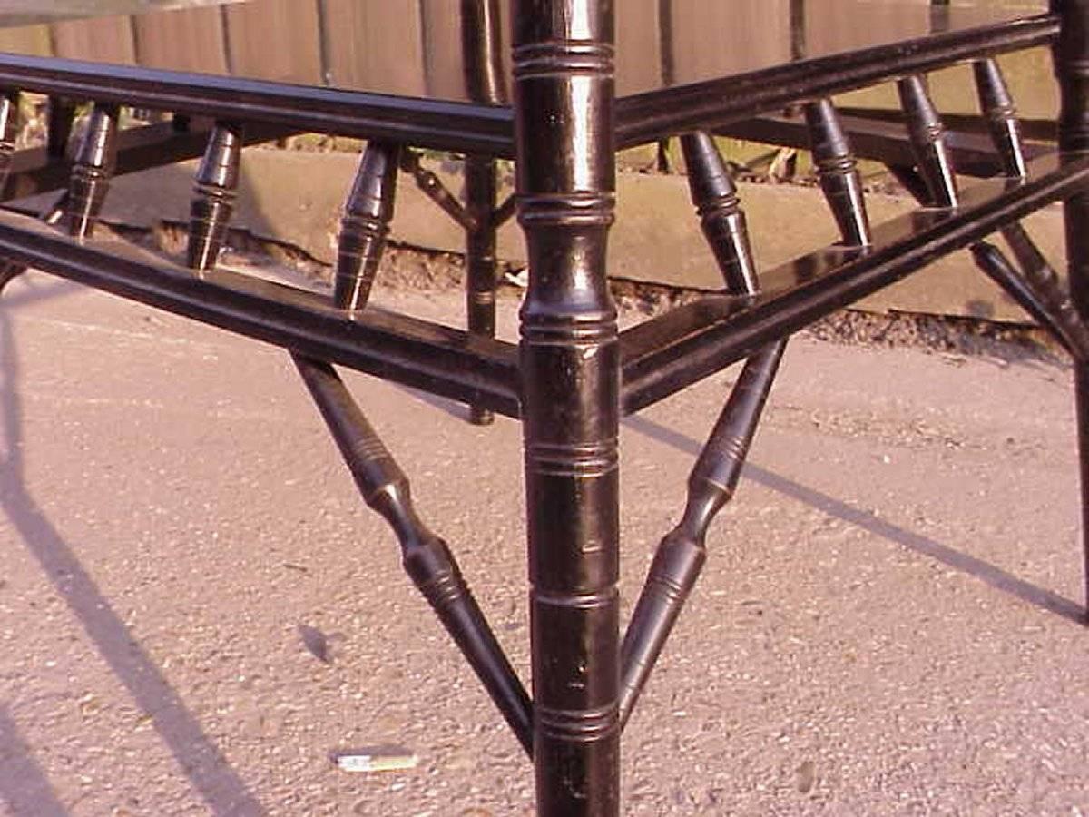 Ebonized Jas Shoolbred, an Aesthetic Movement Side Table with Angular Turned Supports For Sale