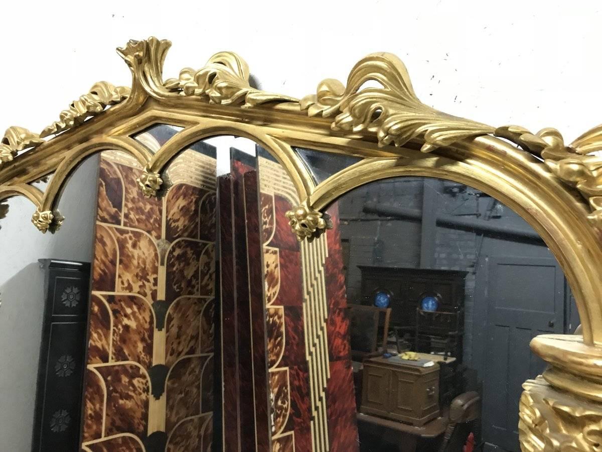 Hand-Carved Thomas Fentham 136 the Strand a Late Georgian Gothic Revival Gilt Wall Mirror For Sale