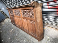 Arts & Crafts Oak Panelling with Hand Carved Pomegranates, Roses and Grapes