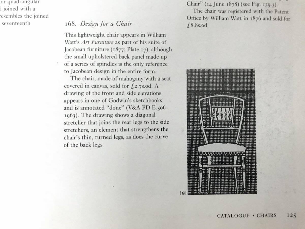 English E W Godwin, Pair of Anglo-Japanese Ebonized Rush Seat Chairs