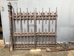 A Pair of Gothic Revival Cast Iron Gates with Acorn Finials & the Original Posts