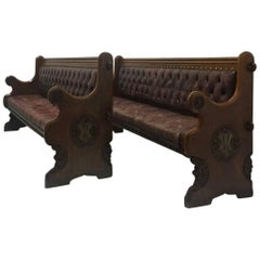 A. W. N. Pugin An Important Pair of Oak Gothic Revival Benches from Abney Hall