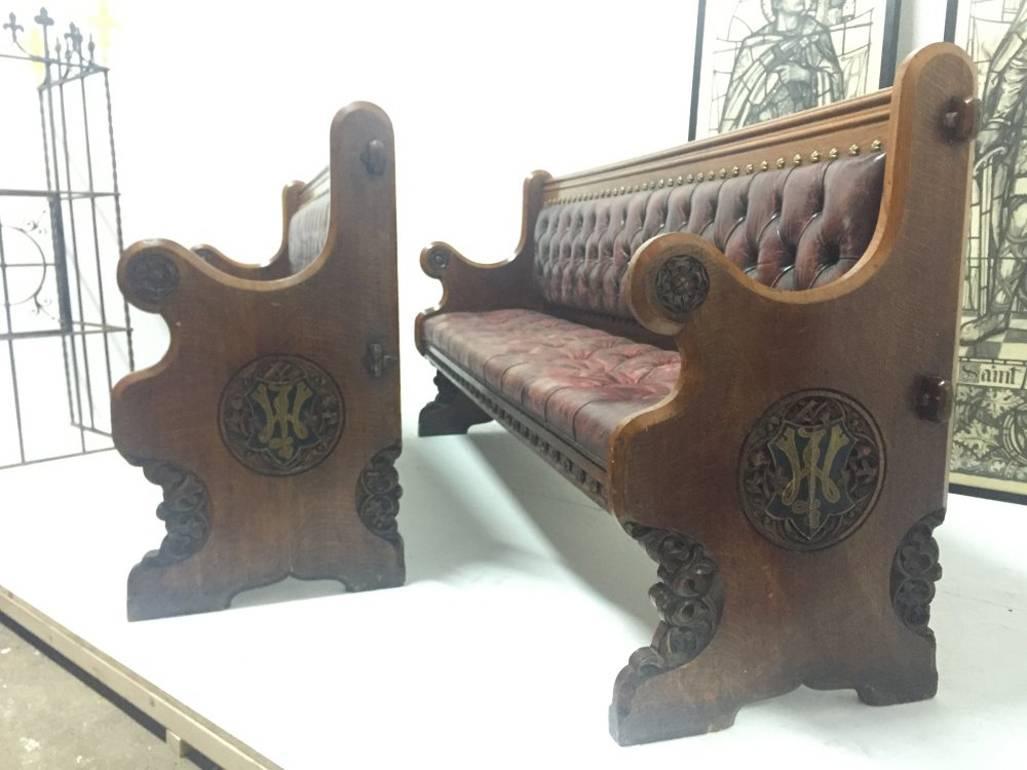 A. W. N. Pugin An Important Pair of Oak Gothic Revival Benches from Abney Hall In Good Condition In London, GB