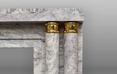 "Paquebot, " Art Deco Style Fireplace with Columns in Lilas Marble