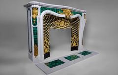 "Païva"  Louis XV Style Fireplace in Carrara with Malachite Inlays