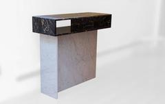 "Intersection" Modern Console in Portoro and White Carrara Marble