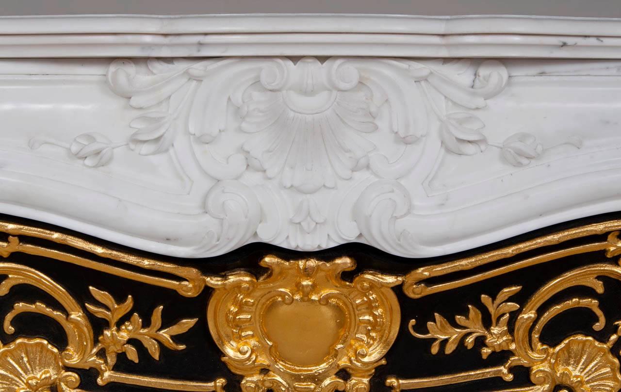 “Madame Du Barry” Louis XV Style Fireplace Made in Carrara Marble 1