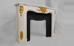 "Païva" Louis XV Style Fireplace in Carrara White Marble and Gilded Bronze